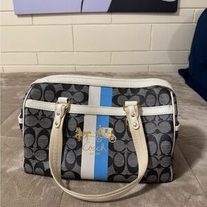 Coach Vintage Black, White, Blue & Grey Handbag